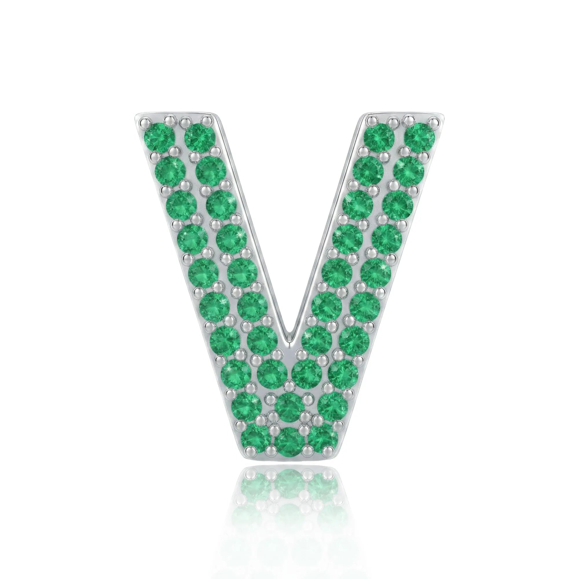 Green Letter V Charm