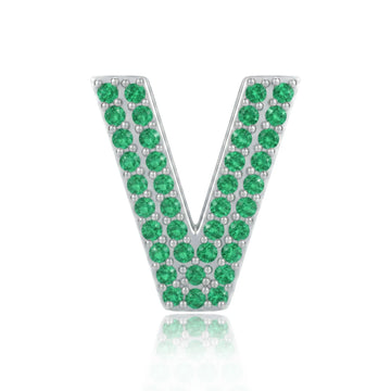 Green Letter V Charm