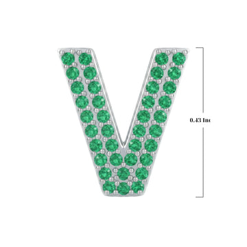 Green Letter V Charm