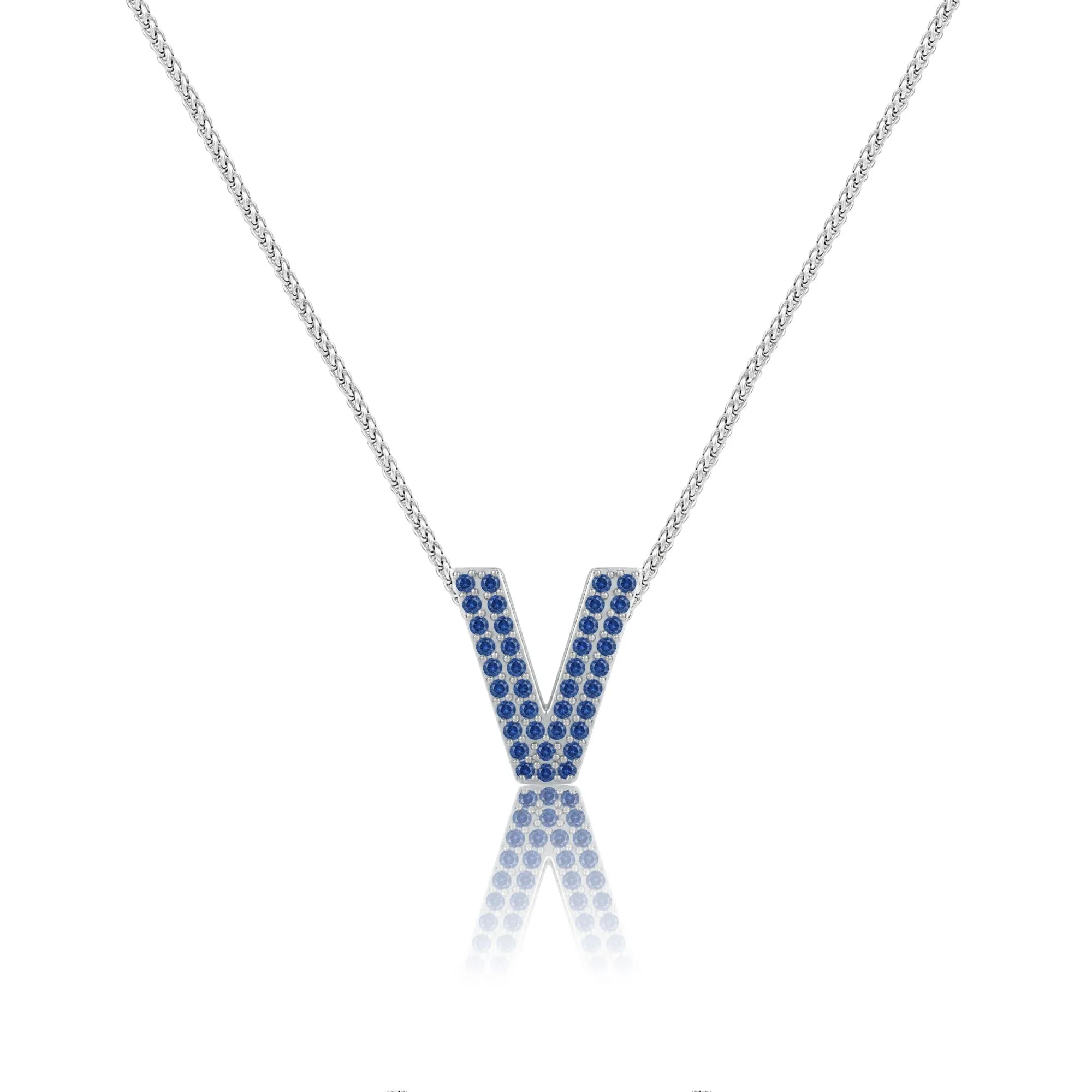 Blue Letter V Charm
