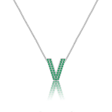 Green Letter V Charm