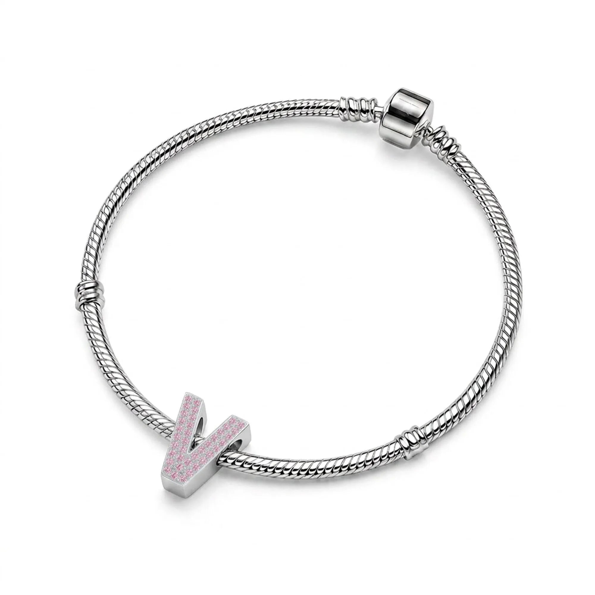 Pink Letter V Charm