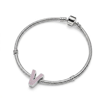 Pink Letter V Charm
