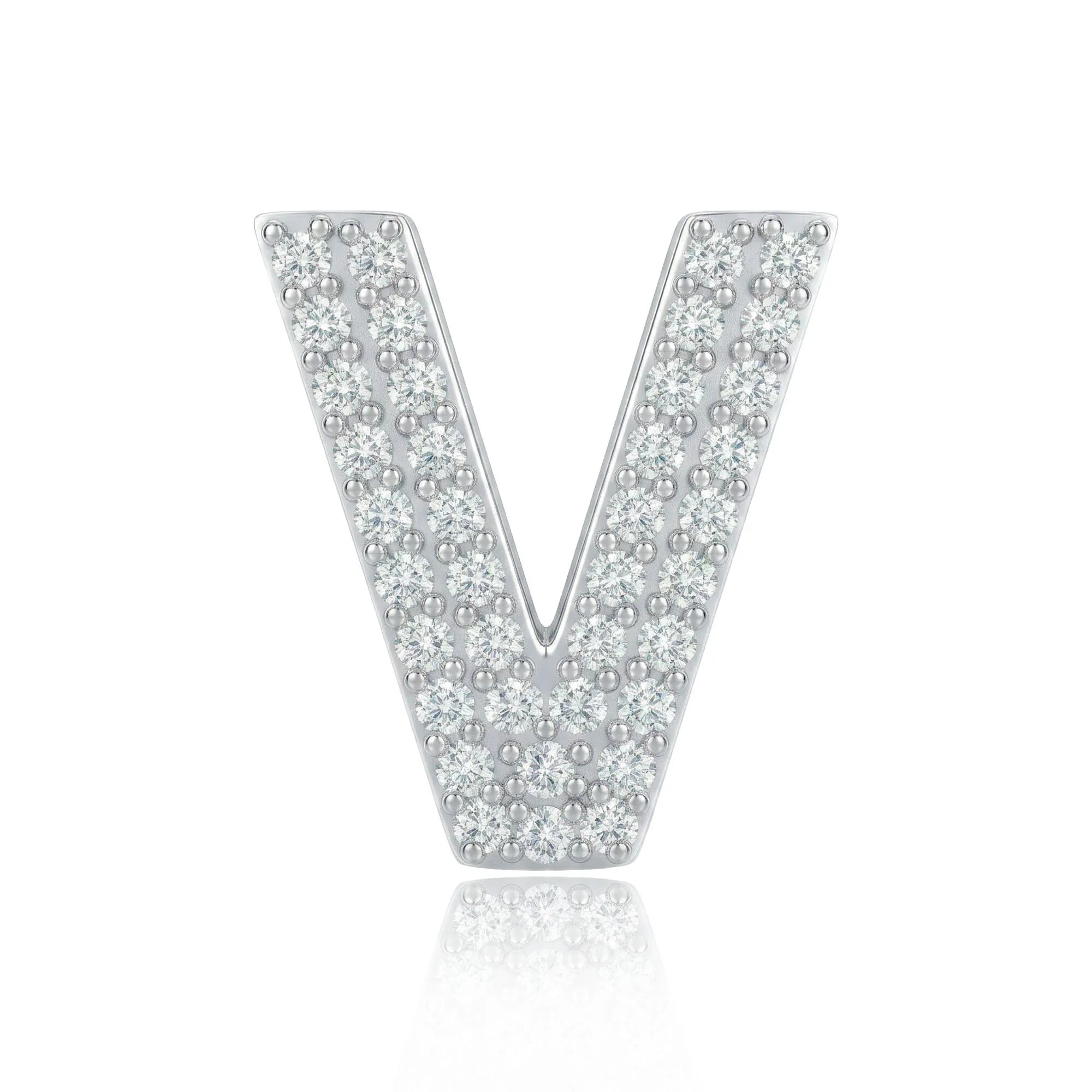 Silver Letter V Charm