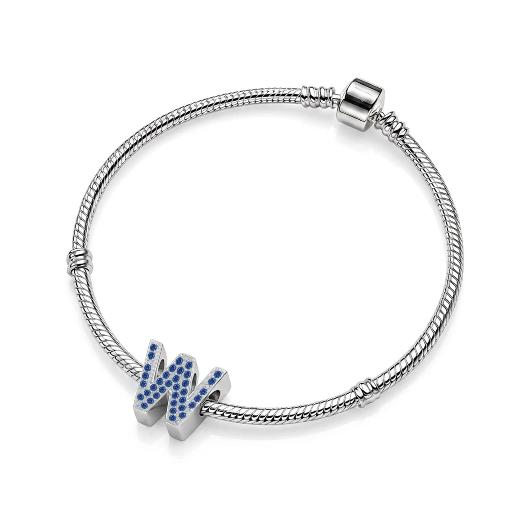 Blue Letter W Charm