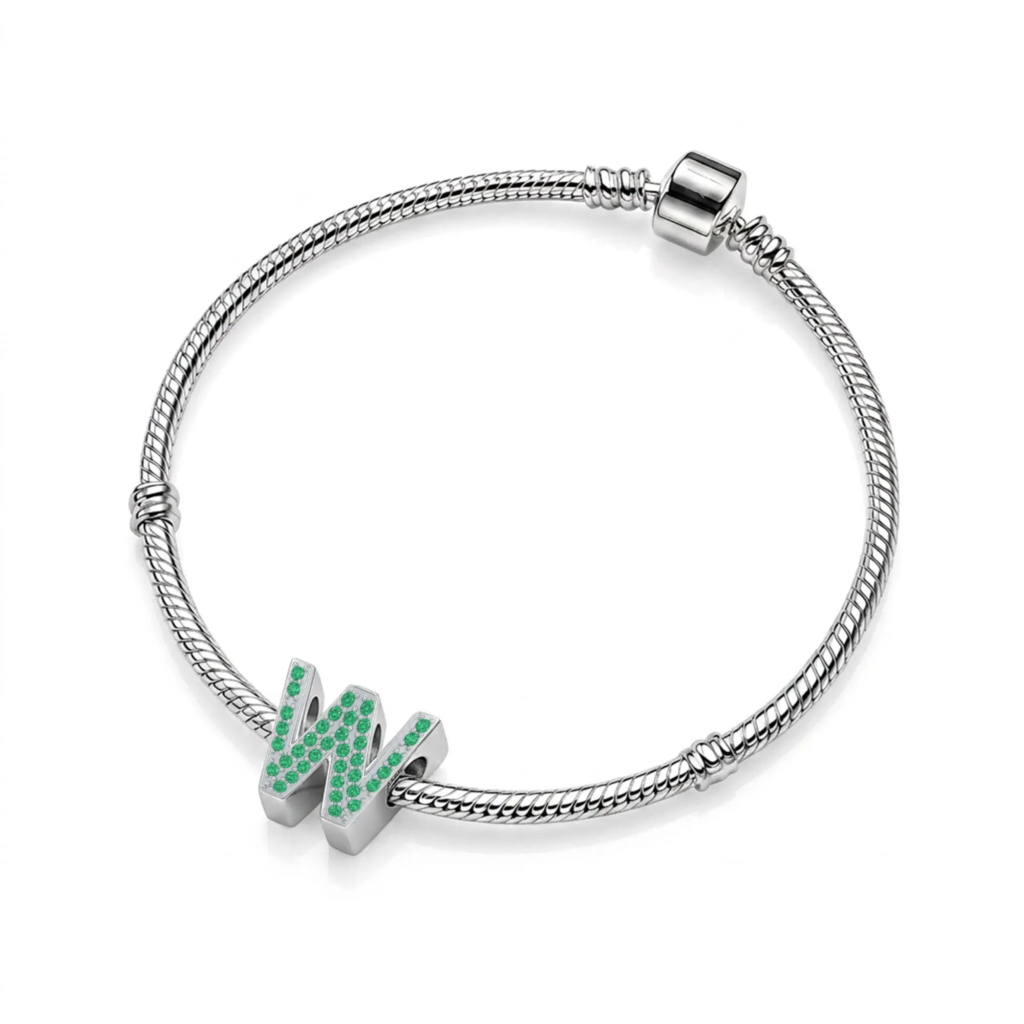 Green Letter W Charm