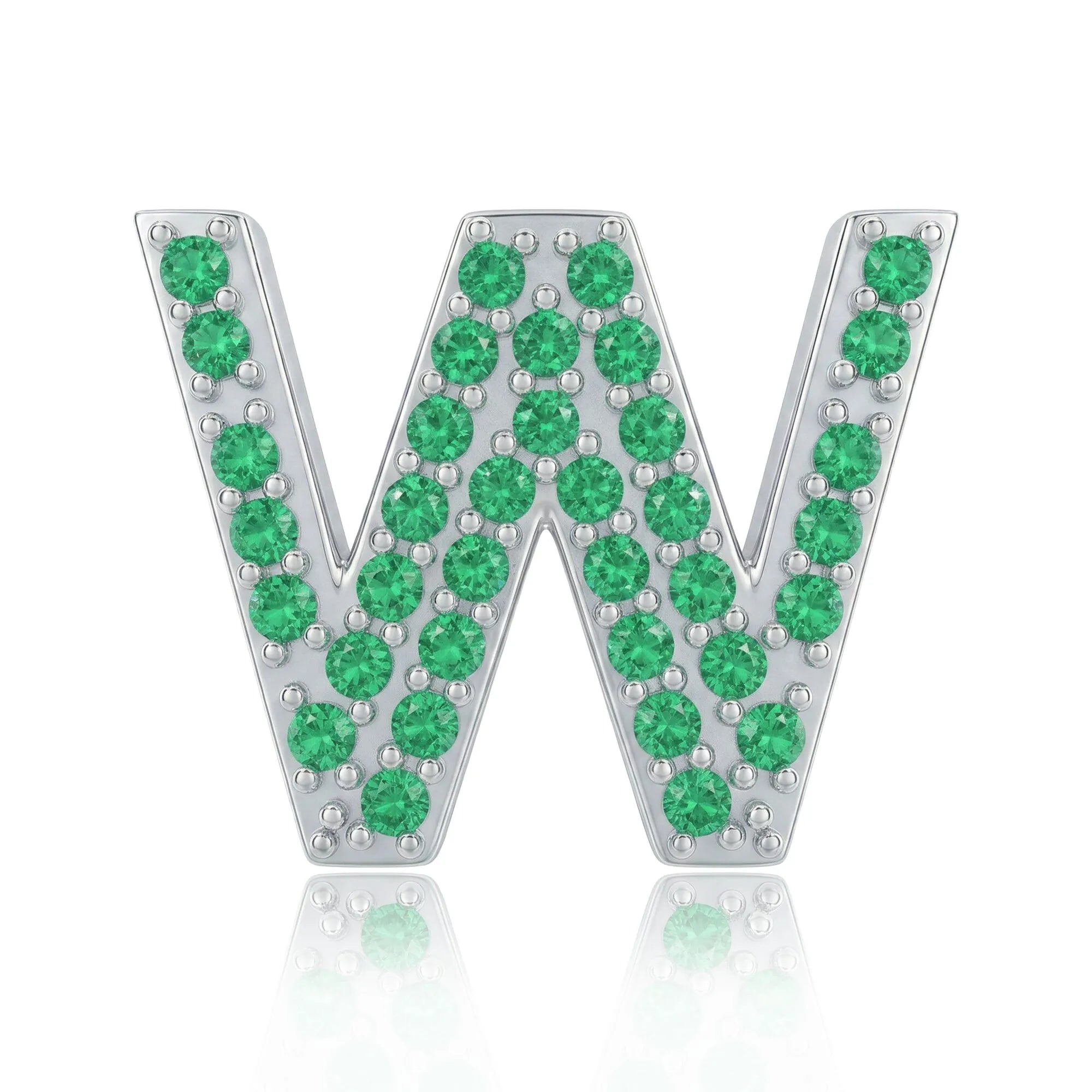 Green Letter W Charm