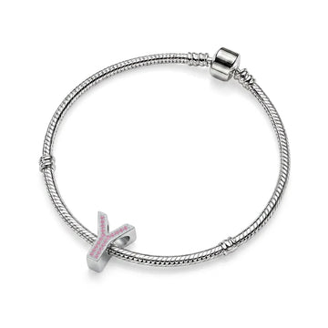 Pink Letter Y / Upsilon Charm