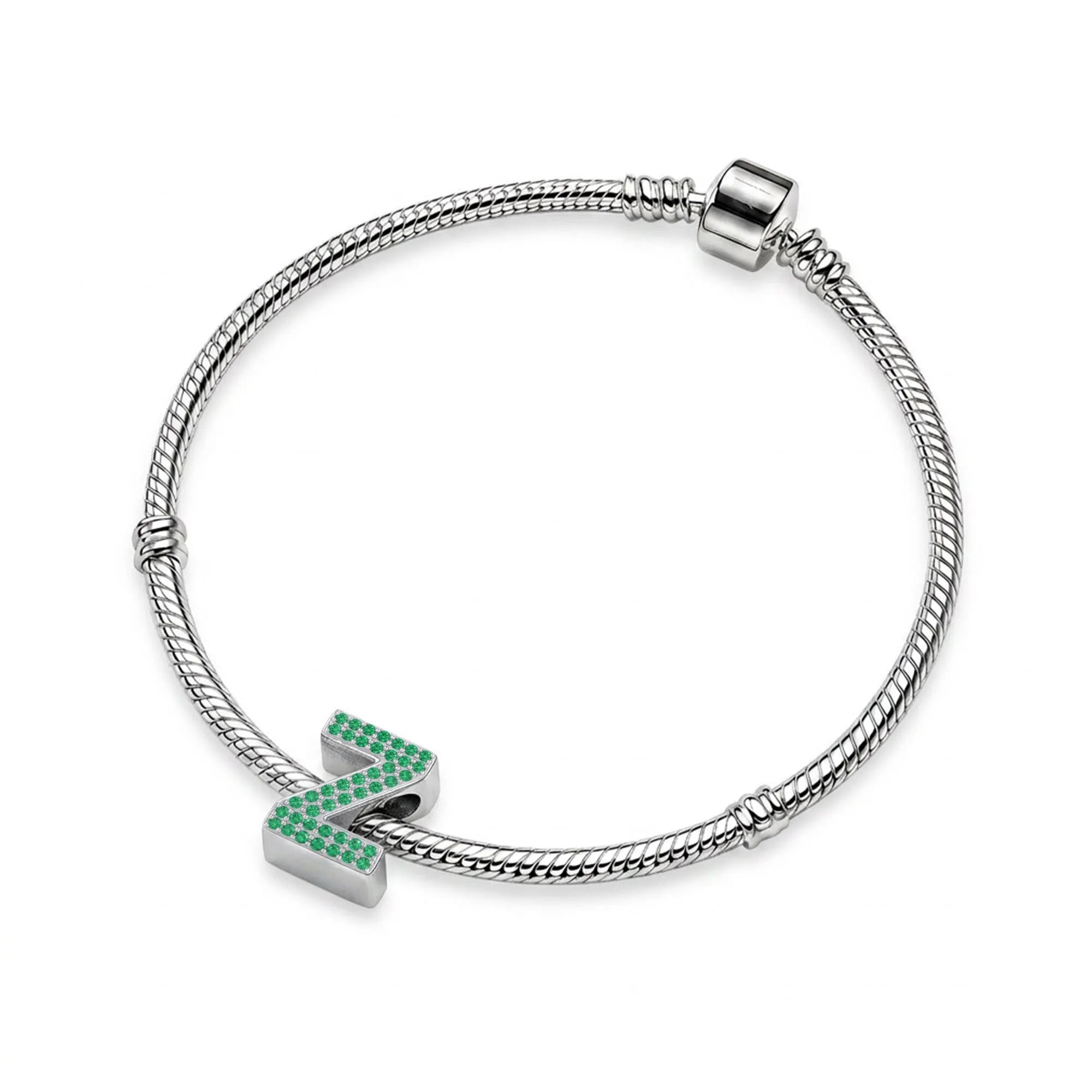 Green Letter Z / Zeta Charm