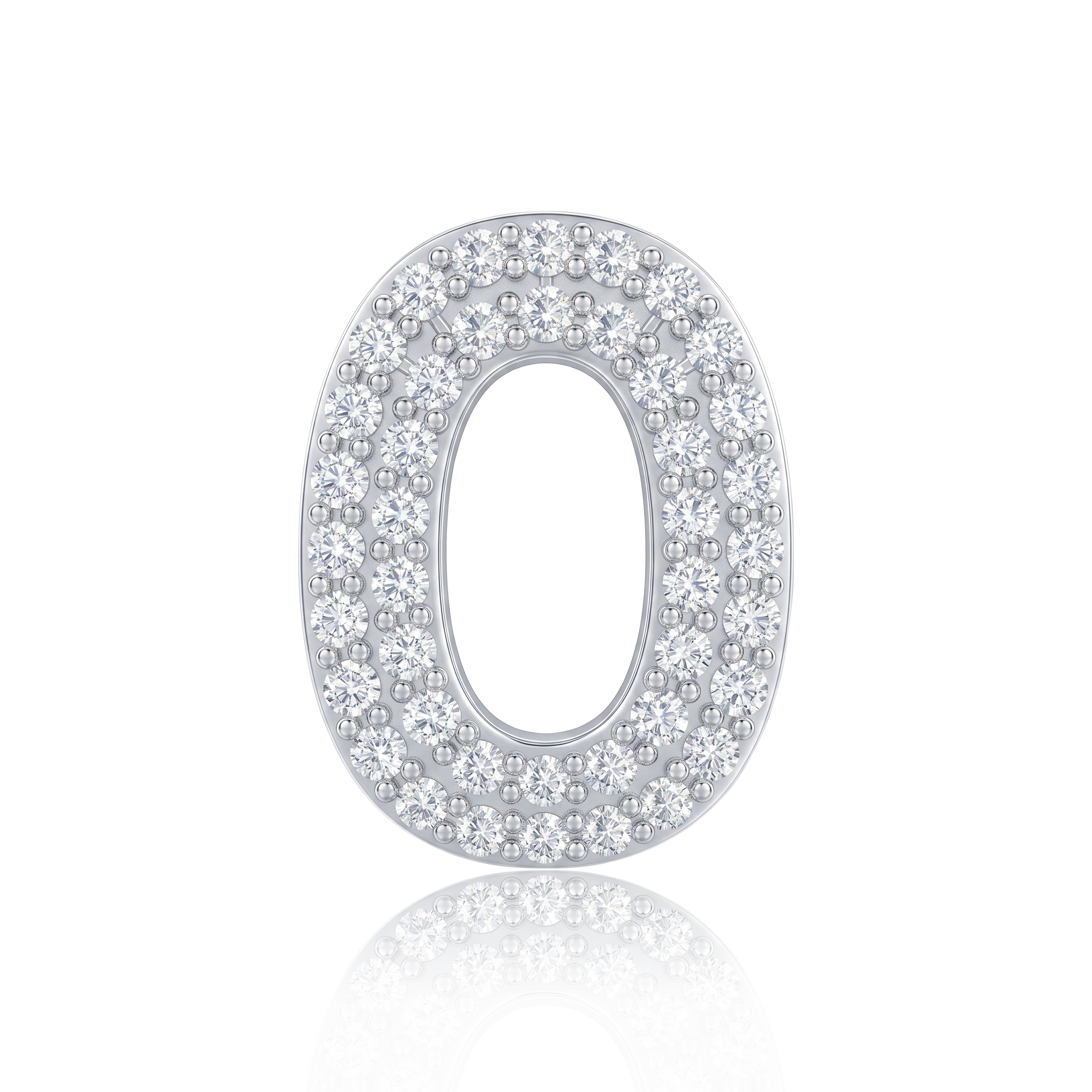Silver Number 0 Charm