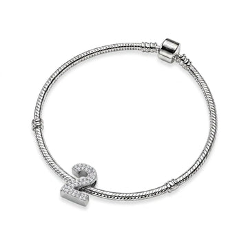 Silver Number 2 Charm