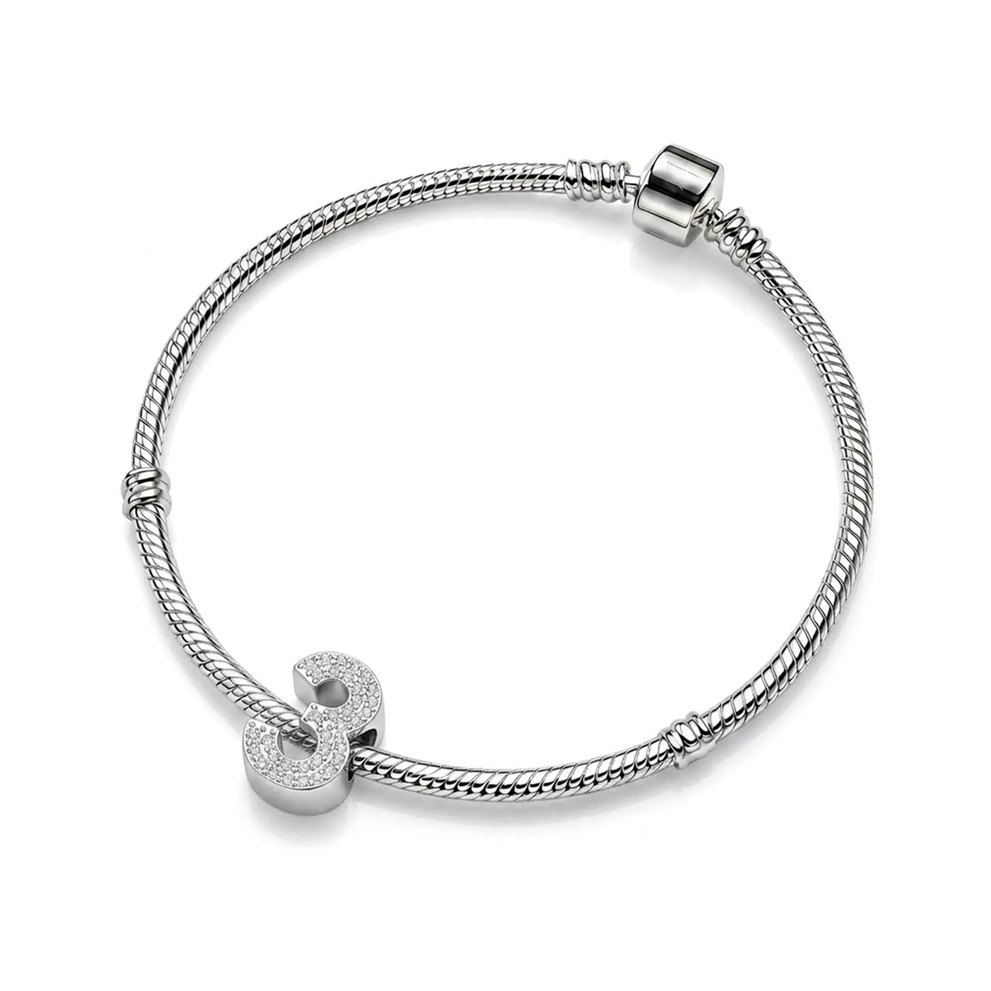 Silver Number 3 Charm