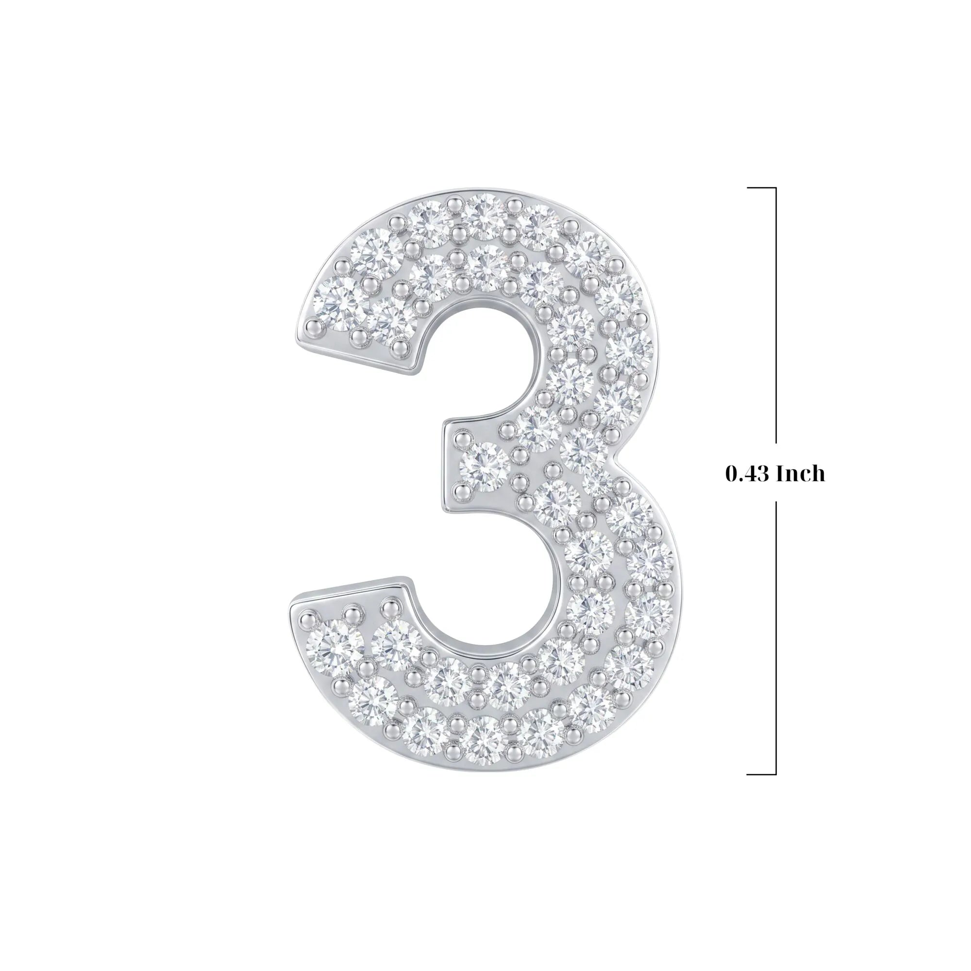 Silver Number 3 Charm