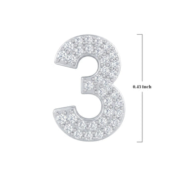 Silver Number 3 Charm