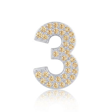 Gold Number 3 Charm