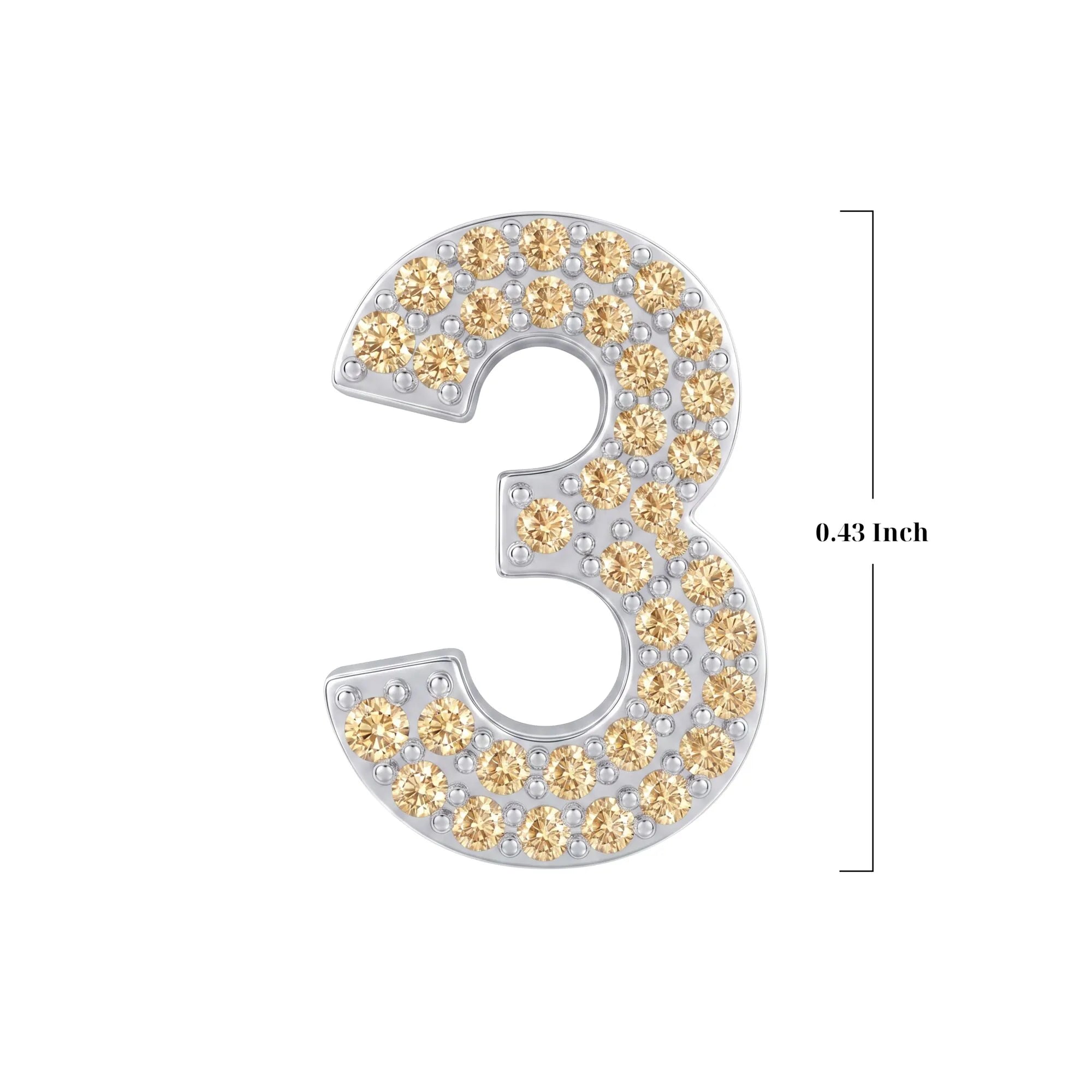 Gold Number 3 Charm