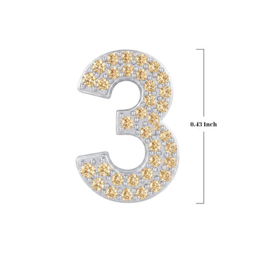 Gold Number 3 Charm