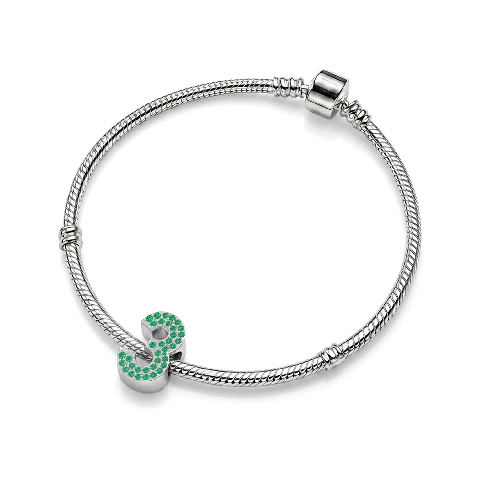Green Number 3 Charm