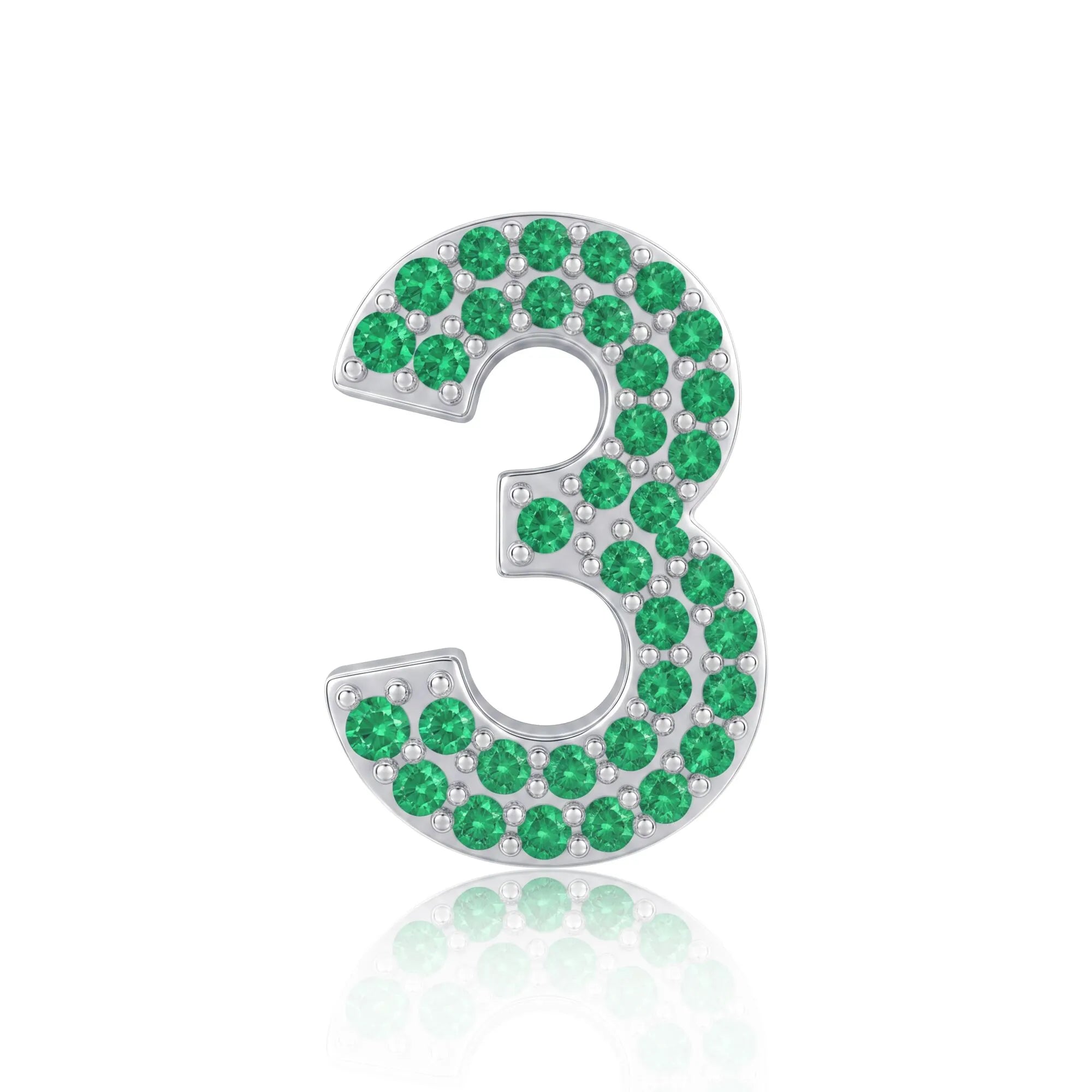 Green Number 3 Charm