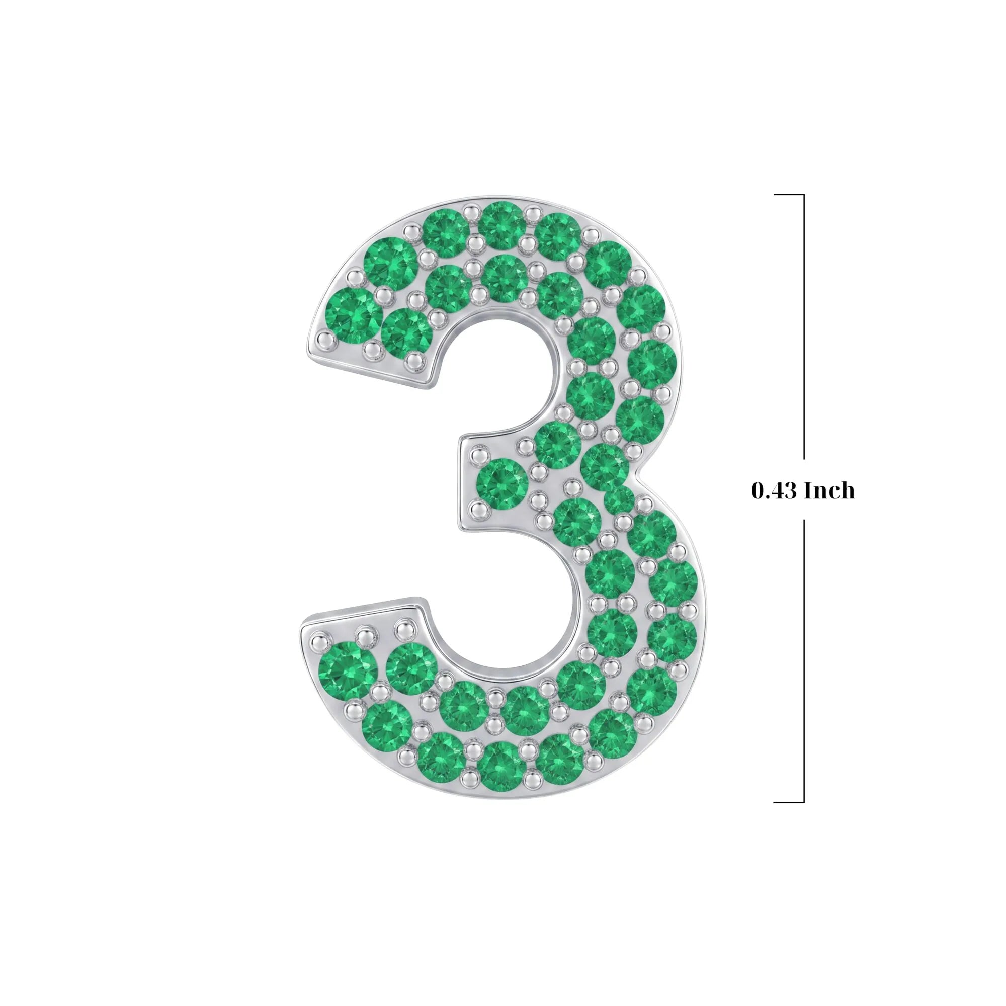 Green Number 3 Charm