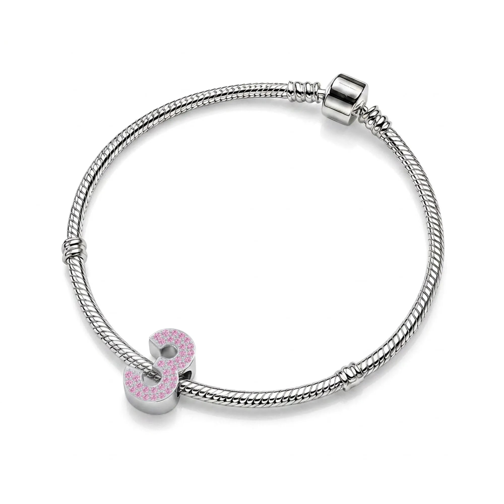 Pink Number 3 Charm