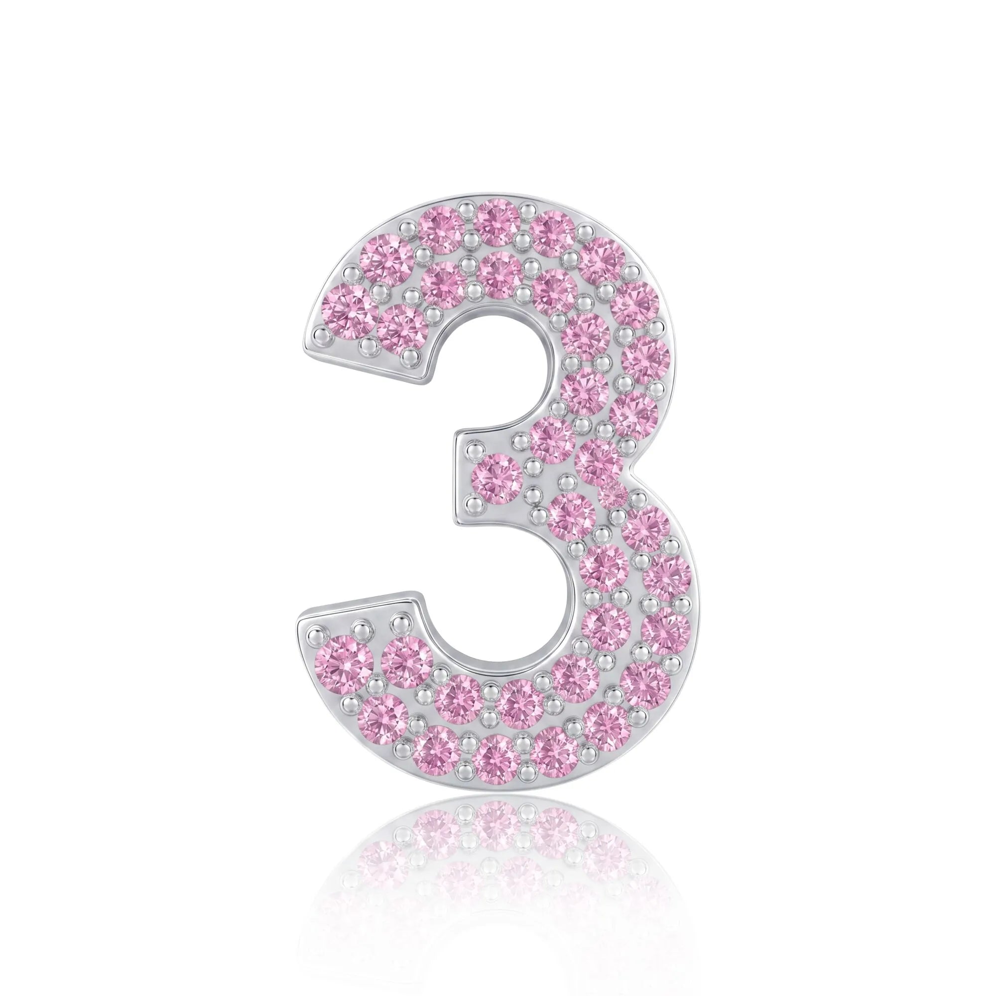 Pink Number 3 Charm