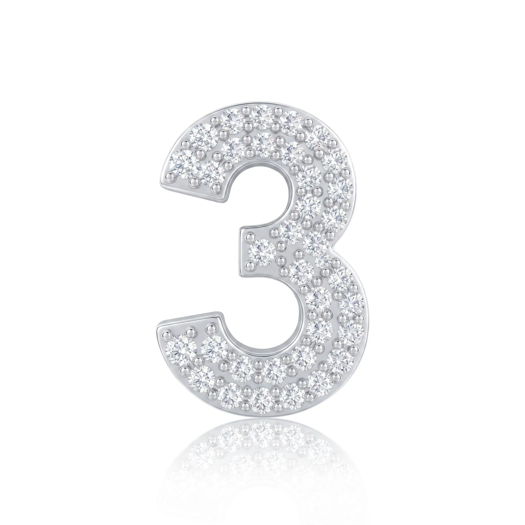 Silver Number 3 Charm