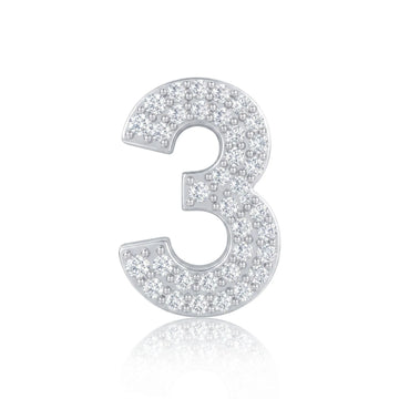 Silver Number 3 Charm