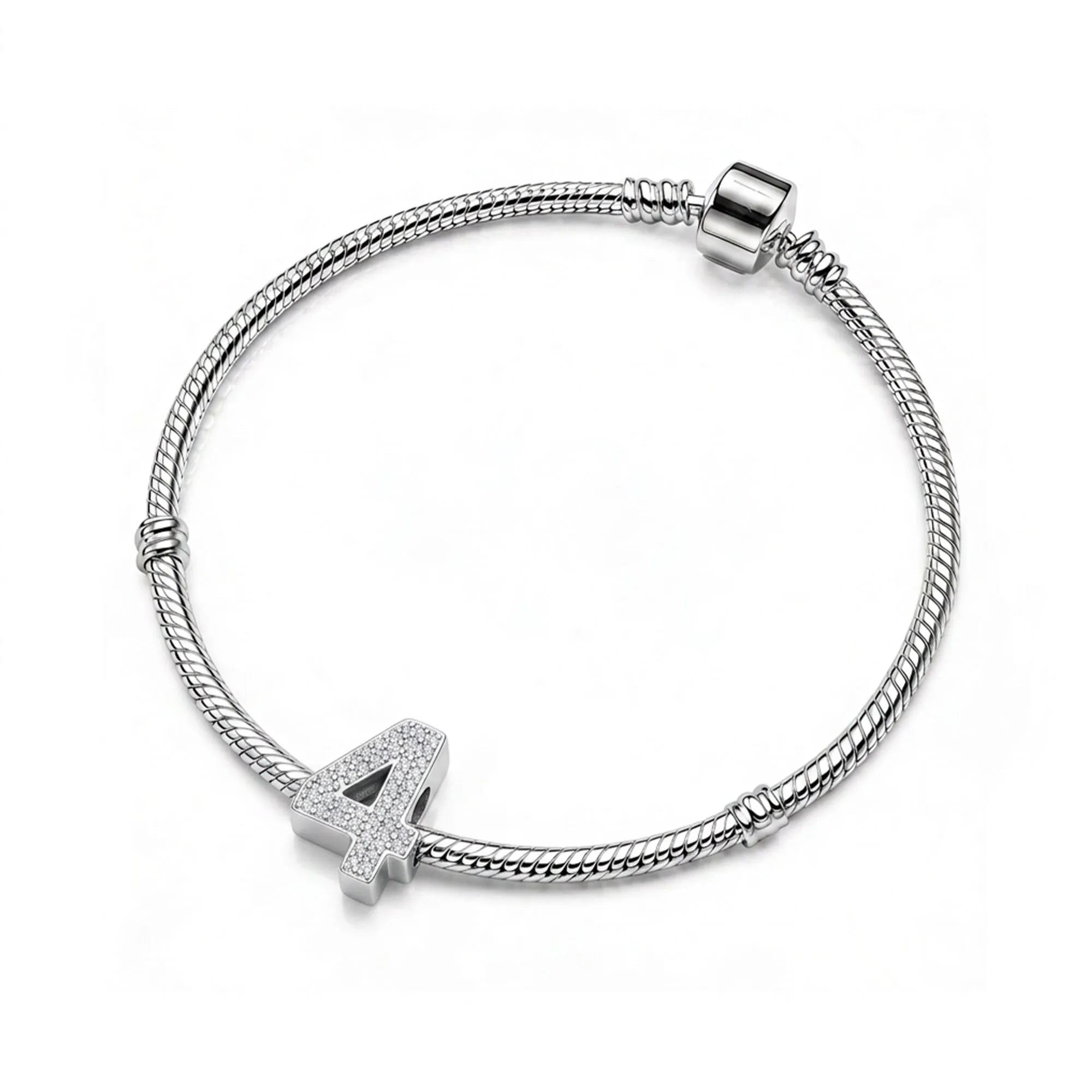 Silver Number 4 Charm