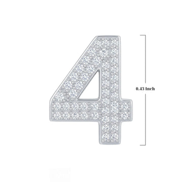 Silver Number 4 Charm