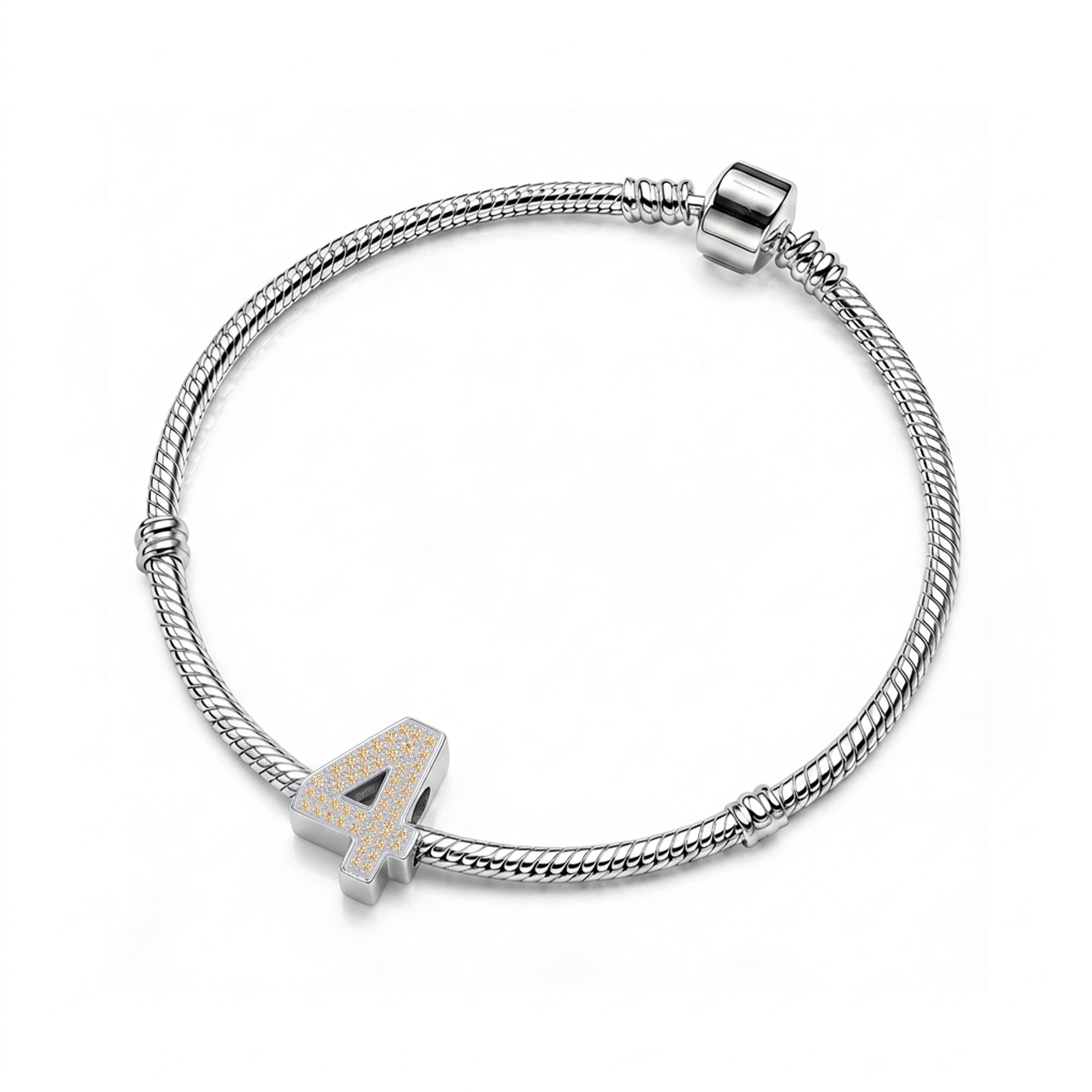 Gold Number 4 Charm