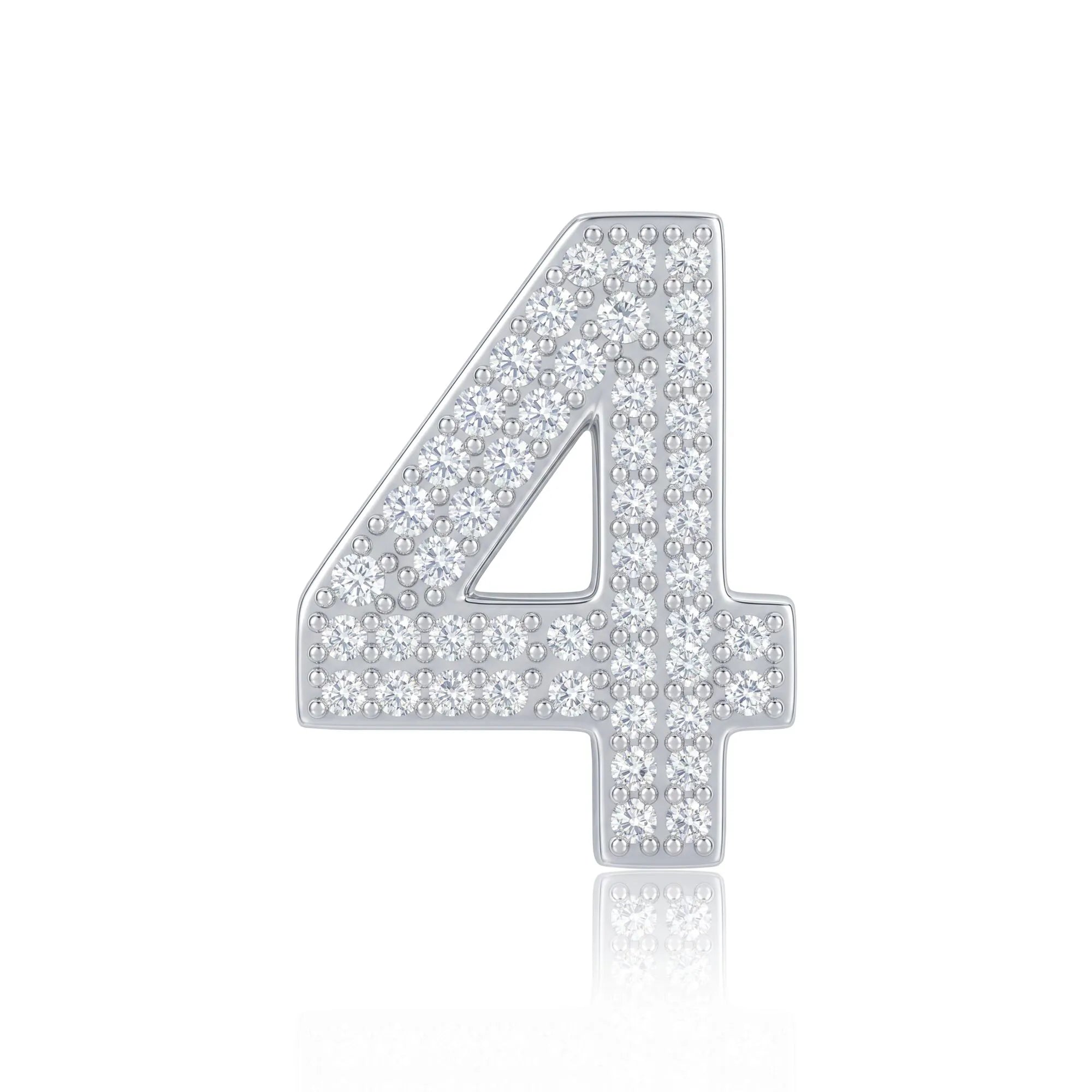 Silver Number 4 Charm