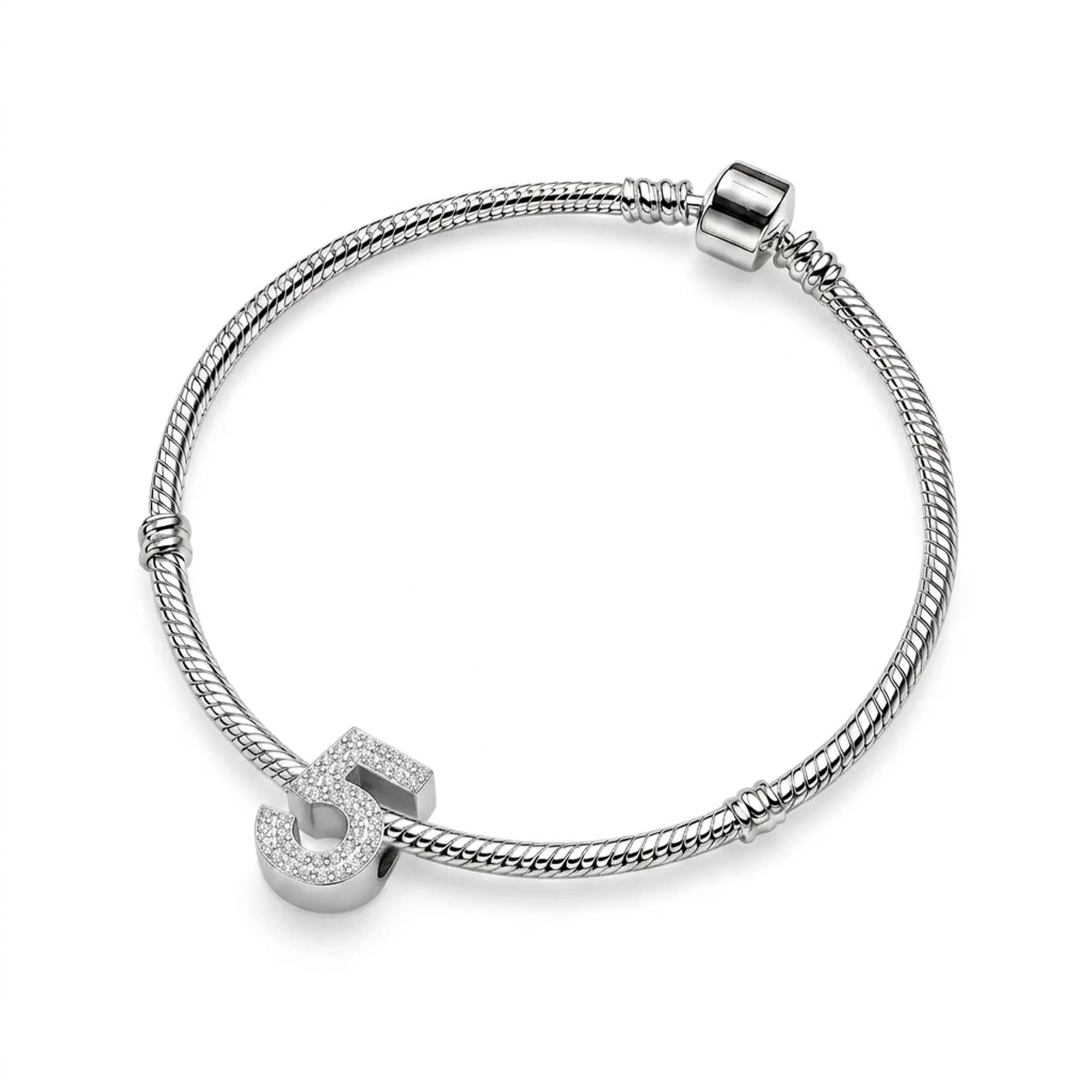 Silver Number 5 Charm