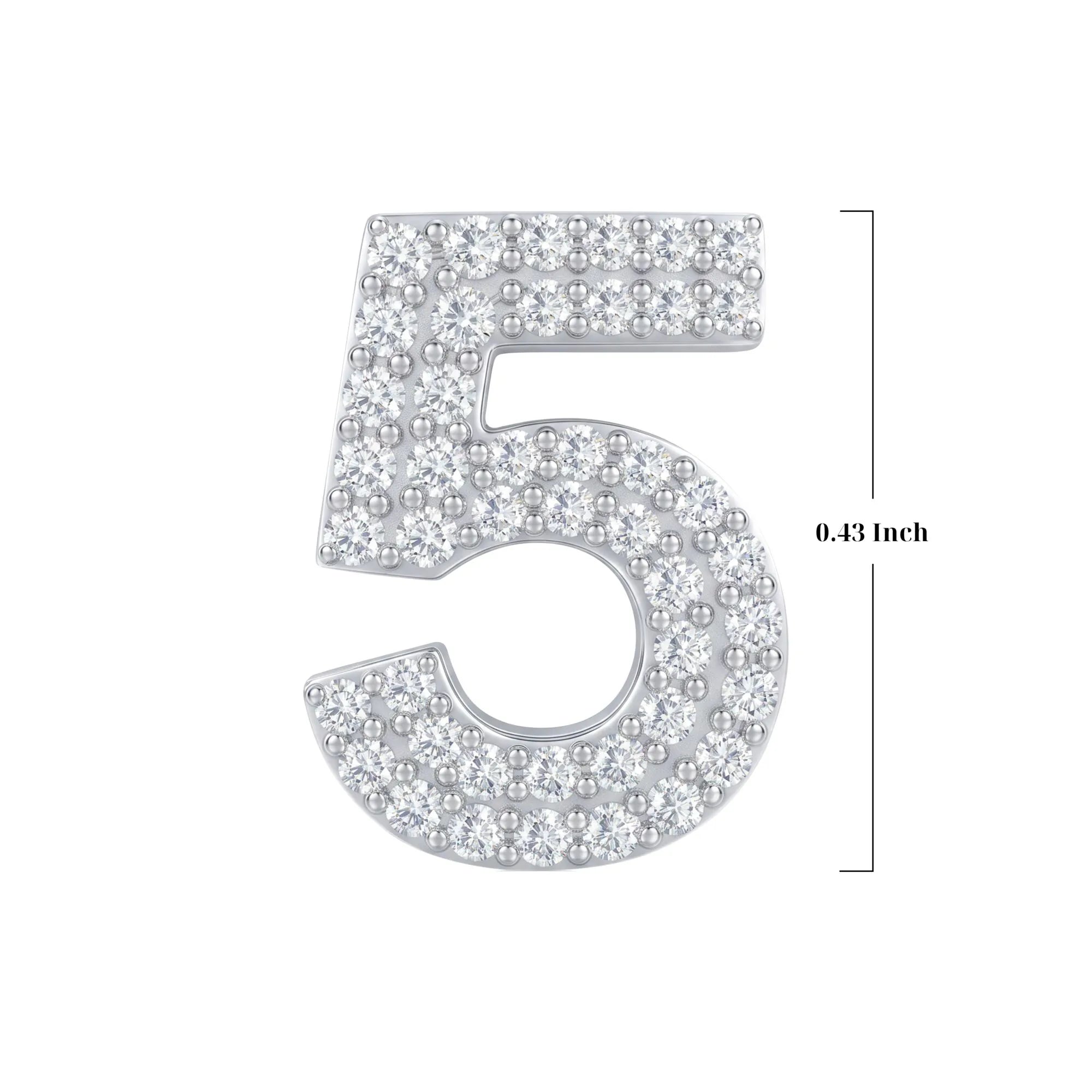 Silver Number 5 Charm