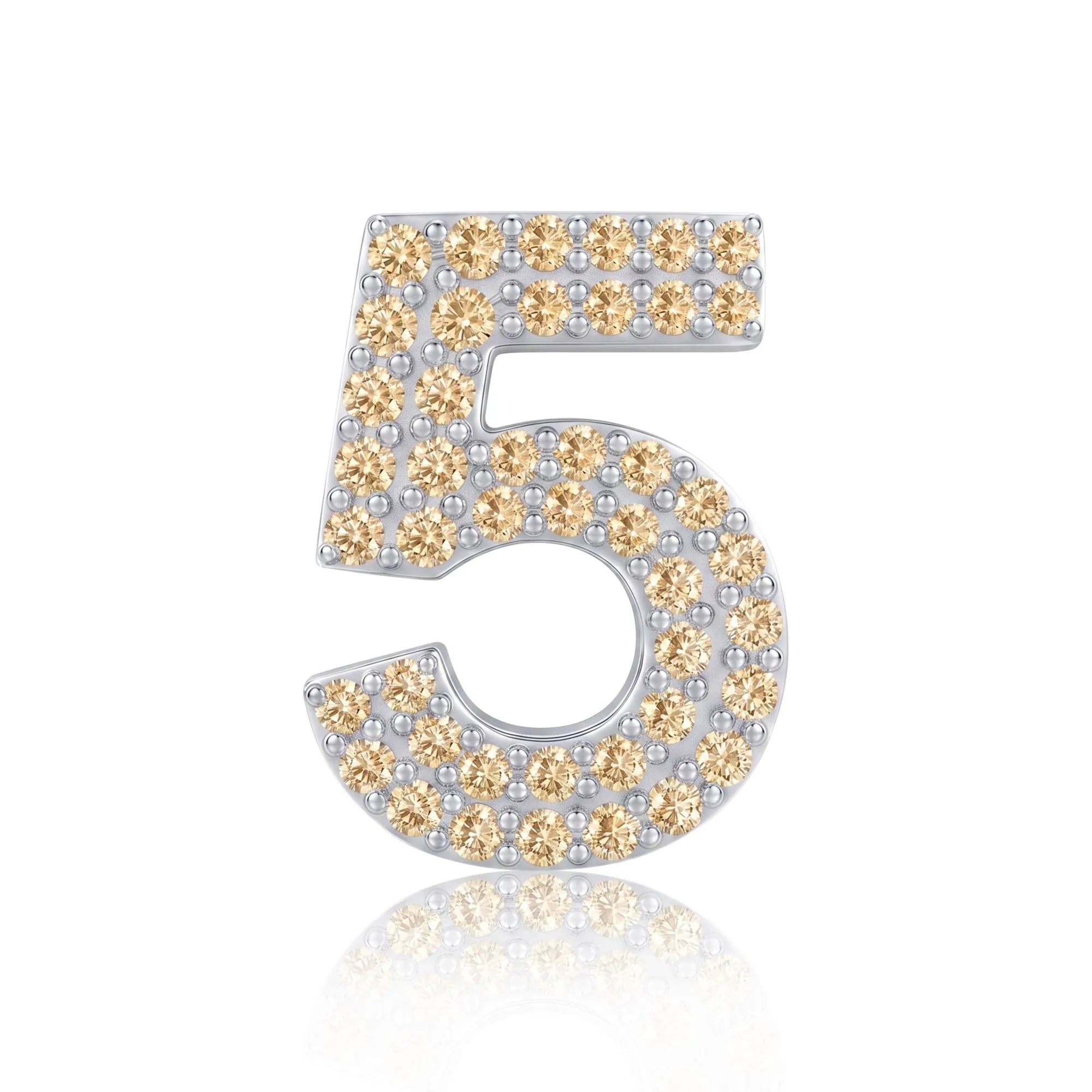 Gold Number 5 Charm