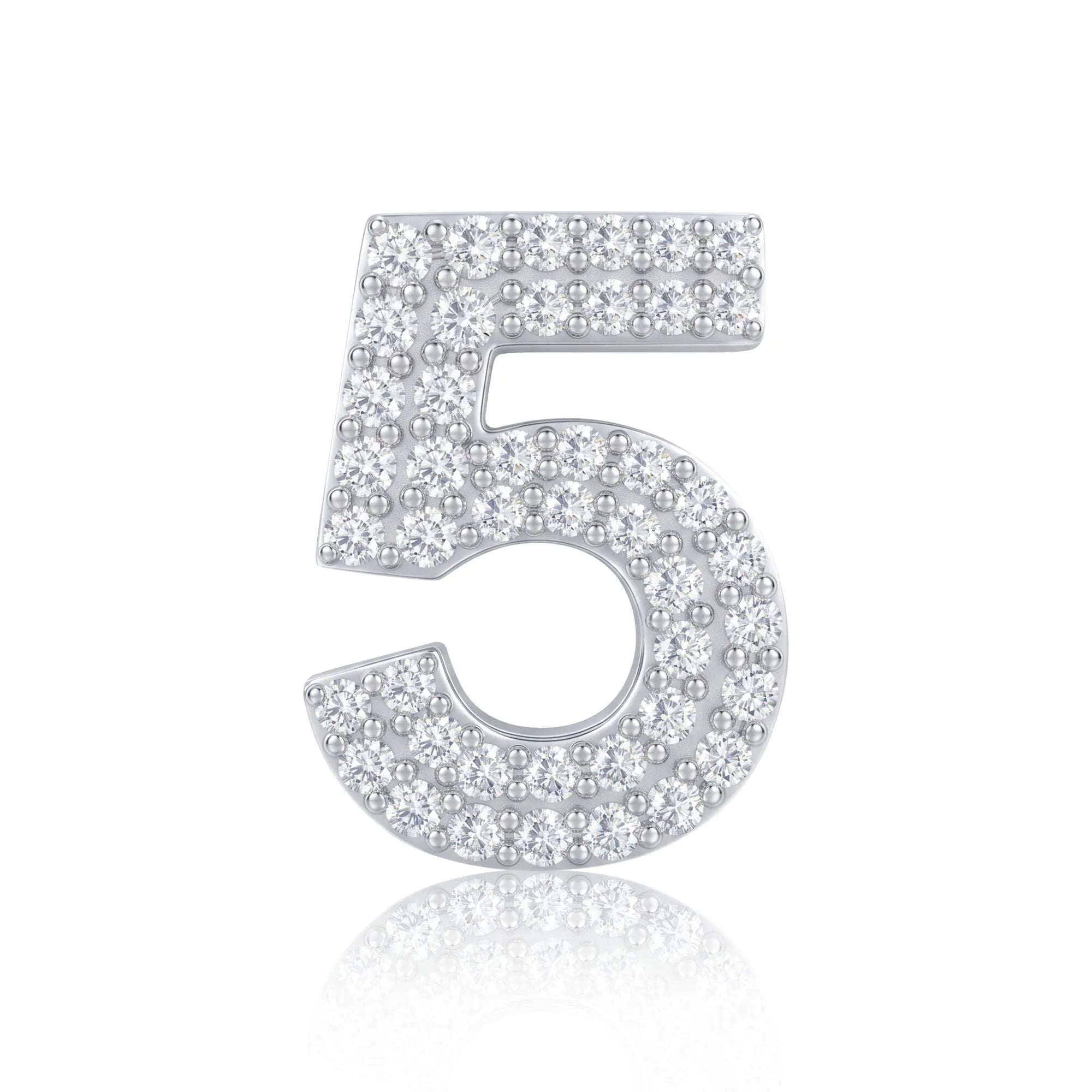Silver Number 5 Charm