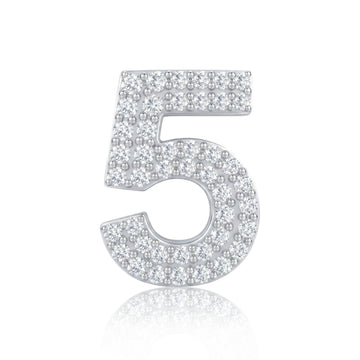 Silver Number 5 Charm
