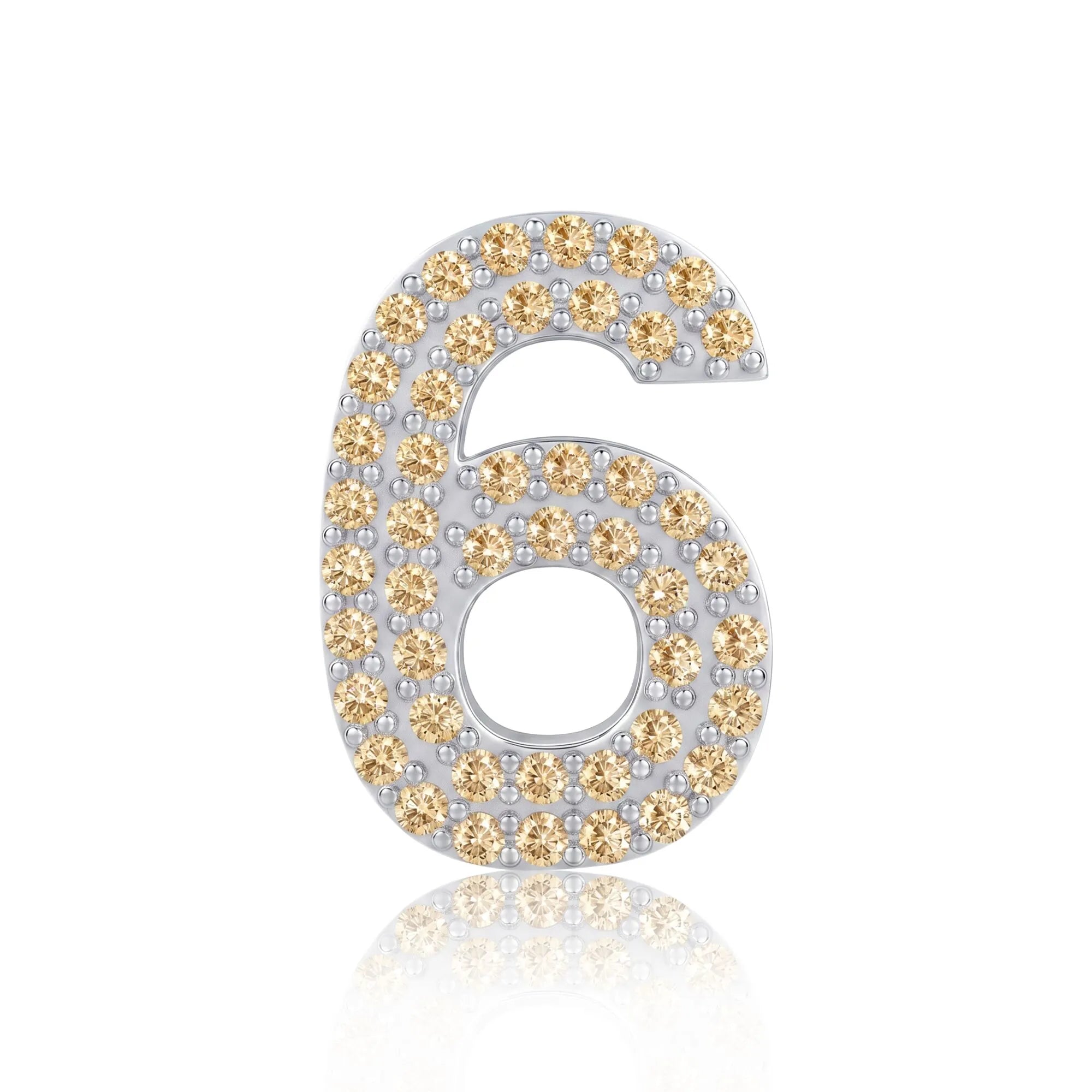Gold Number 6 Charm