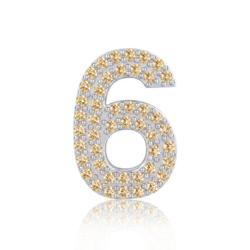 Gold Number 6 Charm