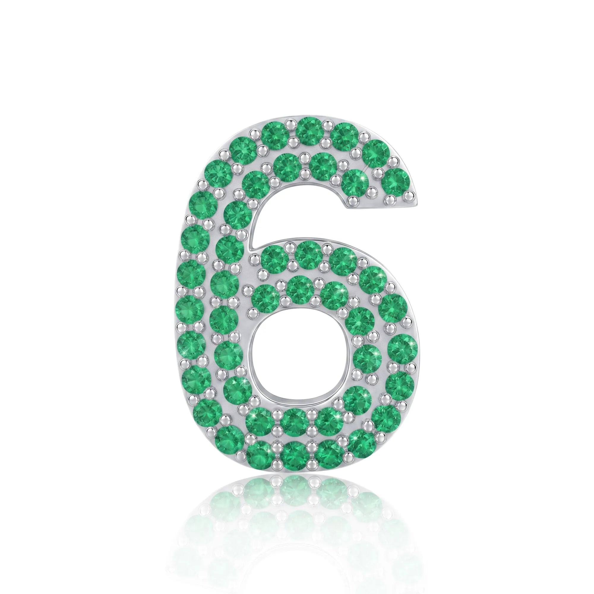 Green Number 6 Charm