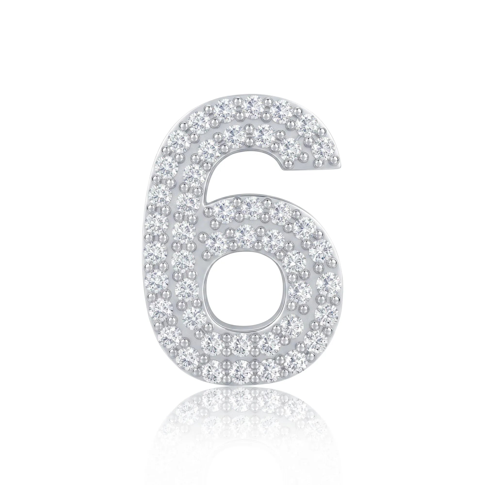 Silver Number 6 Charm