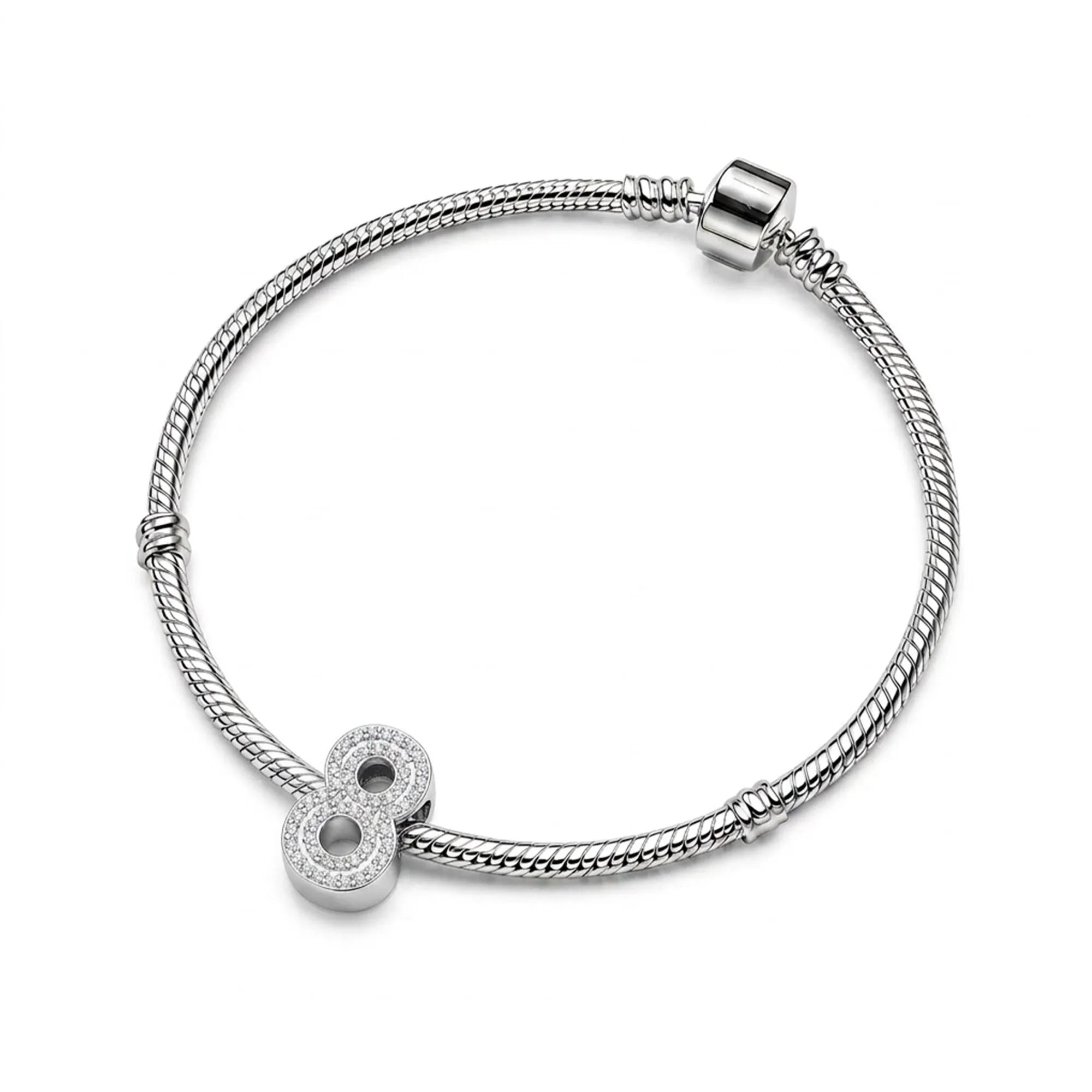Silver Number 8 Charm