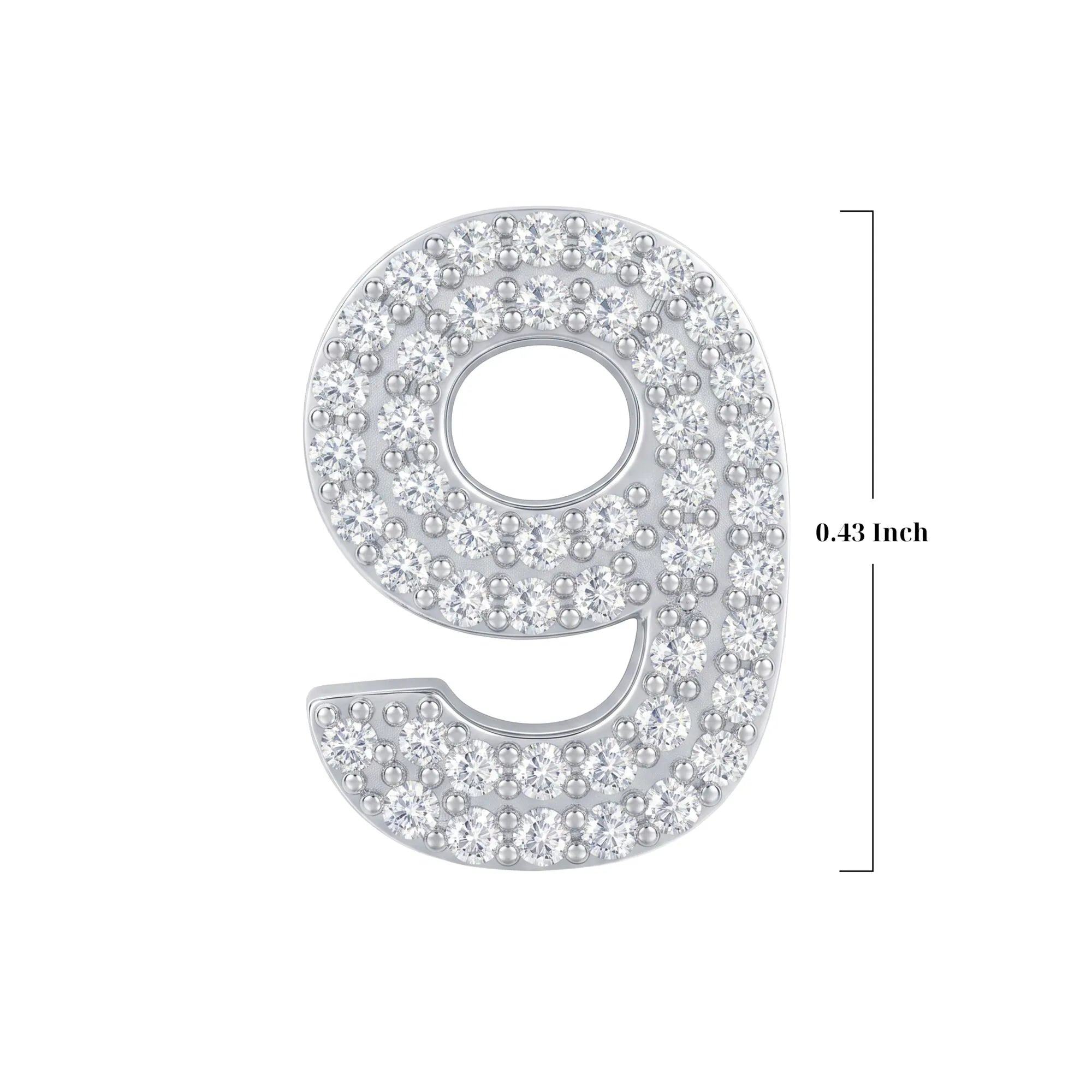 Silver Number 9 Charm