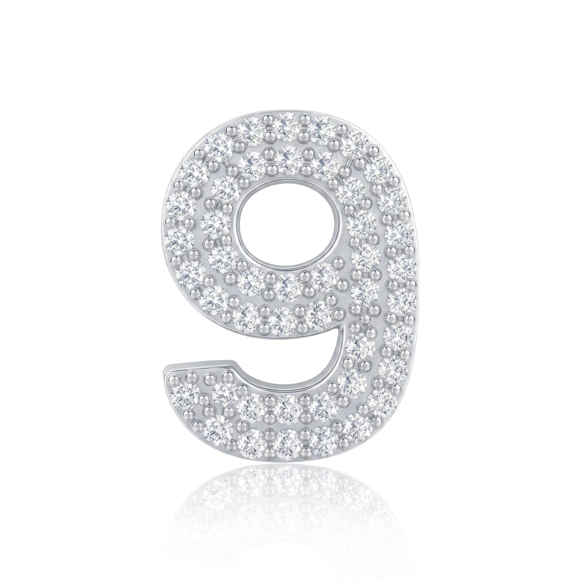 Silver Number 9 Charm