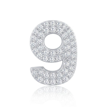 Silver Number 9 Charm