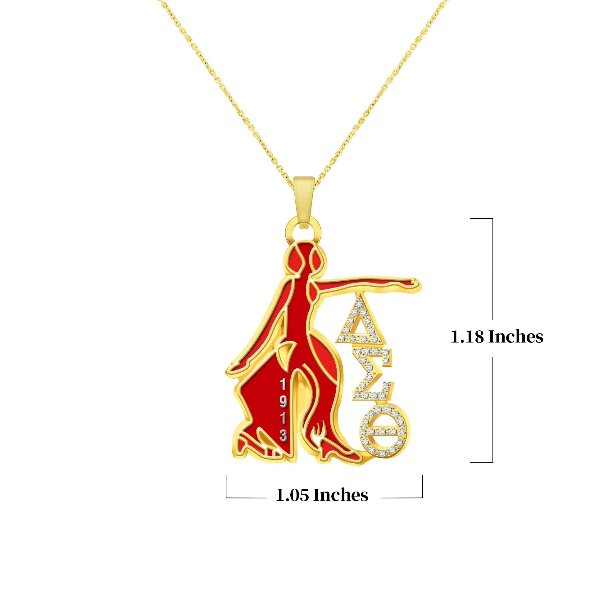 ΔΣΘ Fortitude Gold Necklace with Chain - Delta Sigma Theta