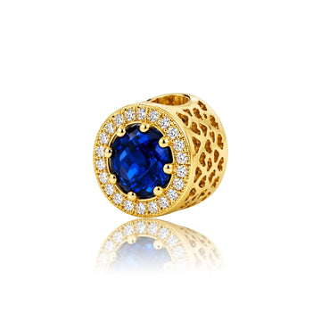 Gold Fancy Blue Radiant Charm