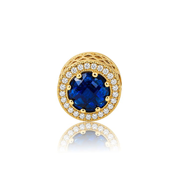 Gold Fancy Blue Radiant Charm