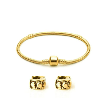 Classic 24K Gold-Plated Bracelet with 2 Heart Stoppers