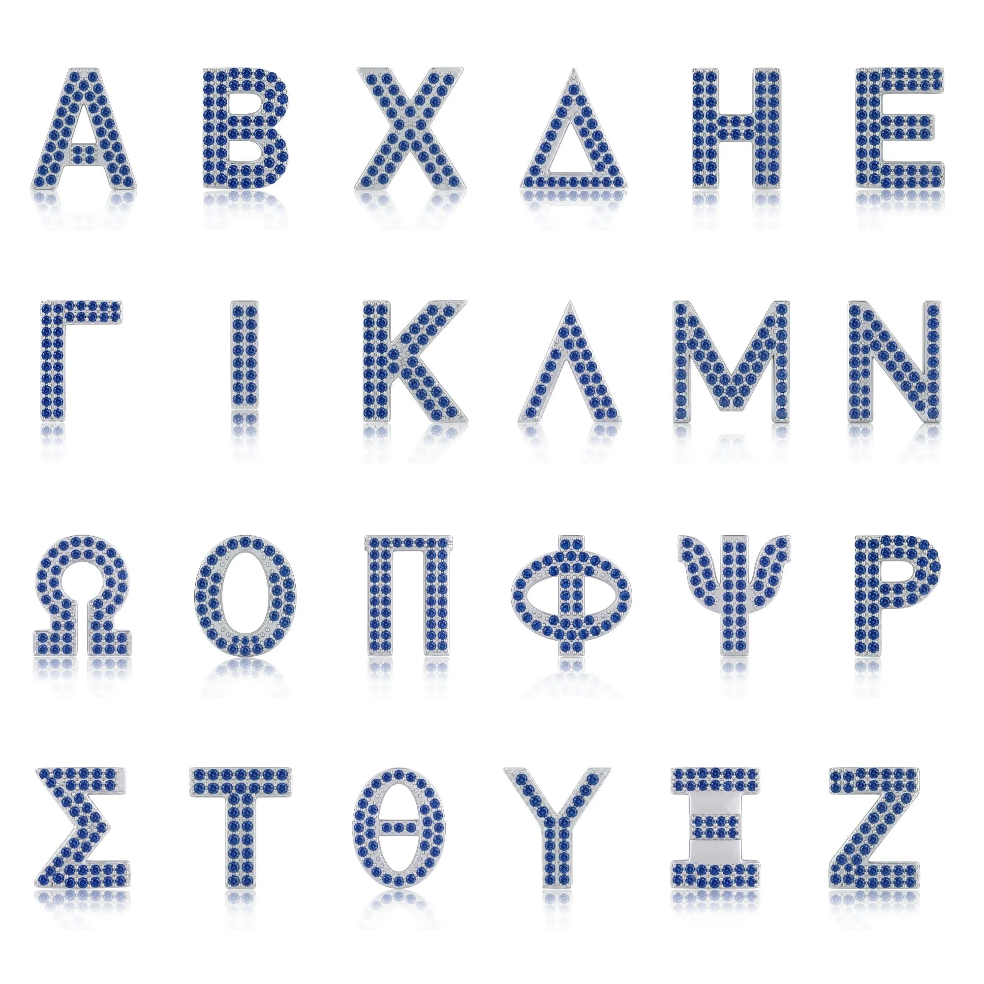 Blue Letter C Charm with available Greek letter styles